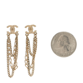CHANEL Metal CC Chain Drop Earrings Gold