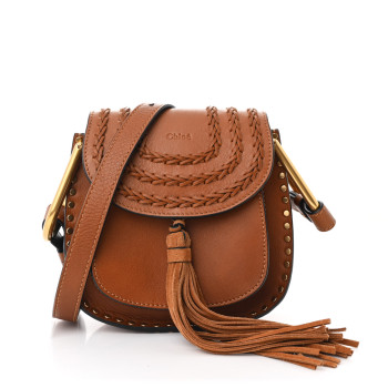 CHLOE Calfskin Braided Mini Hudson Shoulder Bag Caramel