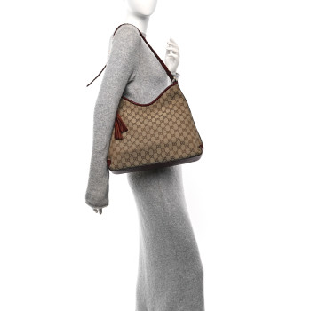 GUCCI Monogram Medium Marrakech Hobo Red