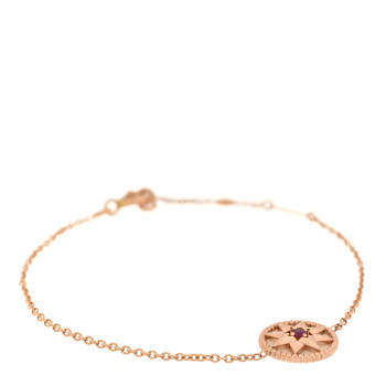 CHRISTIAN DIOR 18K Rose Gold Ruby Mother of Pearl Rose Des Vents Bracelet