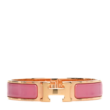 HERMES Enamel Narrow Clic Clac H Bracelet PM Rose Patch