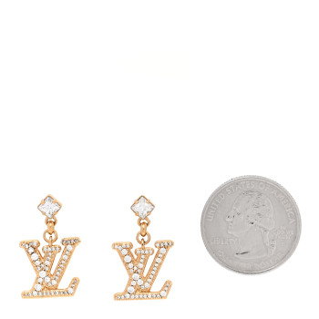 LOUIS VUITTON Crystal Lady LV Earrings Gold