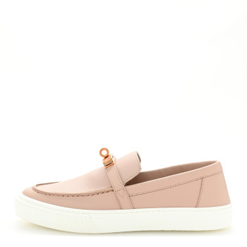 HERMES Calfskin Game Slip On Sneakers 37 Beige Nude