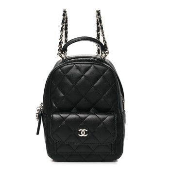 CHANEL Lambskin Quilted CC Mini Classic Backpack Black