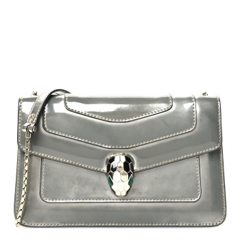 BULGARI Metallic Serpenti Forever Small Shoulder Bag Silver