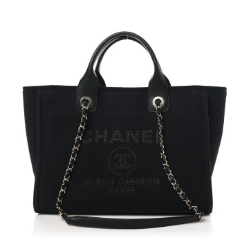 CHANEL Mixed Fibers Medium Deauville Tote Black