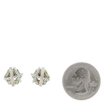 DAVID YURMAN Sterling Silver Diamond Prasiolite 10mm Cable Wrap Earrings