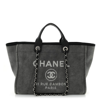 CHANEL Canvas Medium Deauville Tote Grey