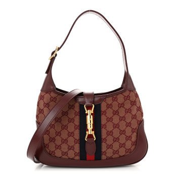 GUCCI Monogram Azalea Calfskin Web Small Jackie 1961 Hobo Sahara Rubino Chardonnay