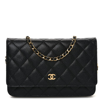 CHANEL Caviar Quilted Wallet on Chain WOC Black