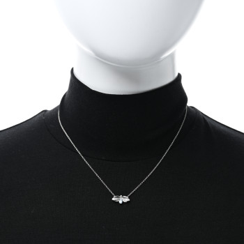 TIFFANY Platinum Diamond Aquamarine Paper Flowers Firefly Pendant Necklace