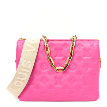 LOUIS VUITTON Lambskin Embossed Monogram Coussin PM Rose Miami