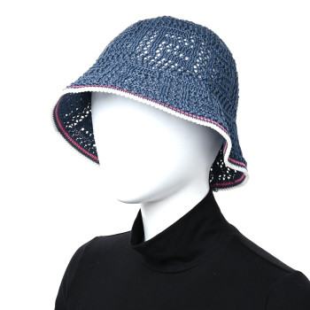 FENDI Cotton Rayon FF Knitted Bucket Hat M/L Blue