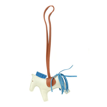 HERMES Milo Lambskin Grigri Rodeo Horse Bag Charm PM Vert Fizz Bleu Zanzibar Gold