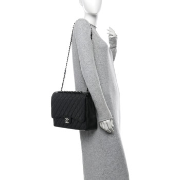 CHANEL Caviar Quilted Maxi Double Flap Black