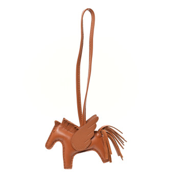 HERMES Milo Lambskin Swift Grigri Rodeo Pegase Horse Bag Charm PM Gold