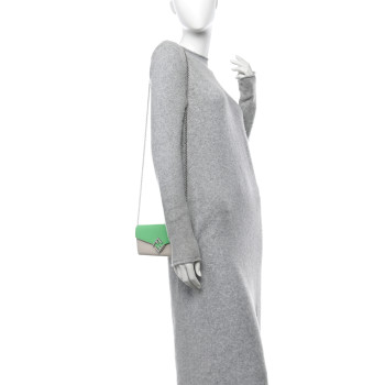 FENDI Vitello King Cruise FF Diamonds Continental Envelope Wallet On Chain Latte Edamame