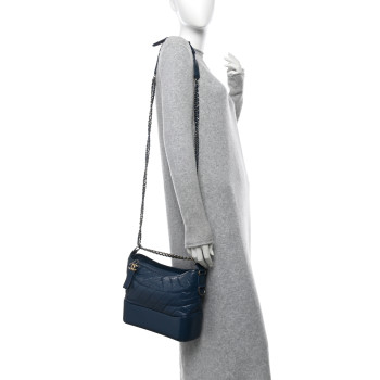 CHANEL Aged Calfskin Quilted Medium Gabrielle Hobo Blue