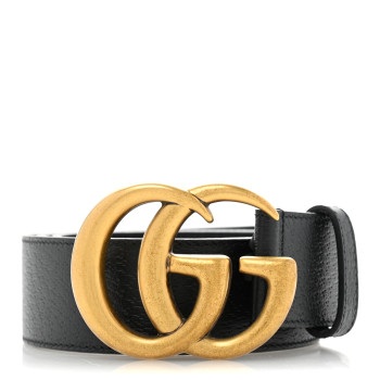 GUCCI Textured Calfskin Double G 40mm Belt 85 34 Black