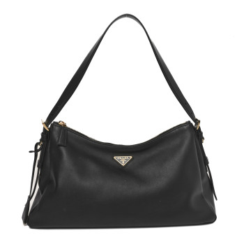 PRADA Soft Calfskin Aimee Shoulder Bag Black
