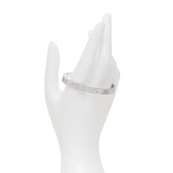 CARTIER 18K White Gold 1 Diamond LOVE Cuff Bracelet 17