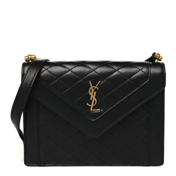 SAINT LAURENT Lambskin Quilted Mini Gaby Satchel Black