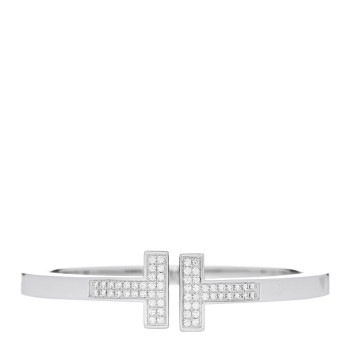 TIFFANY 18K White Gold Diamond T Square Pave Bracelet