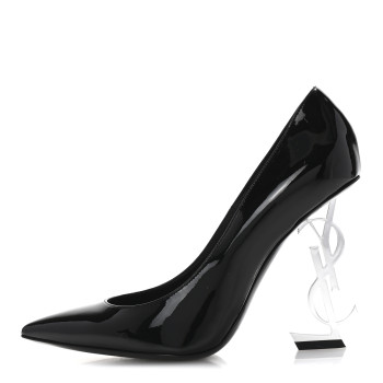 SAINT LAURENT Patent Opyum 110 Pumps 36 Black Silver