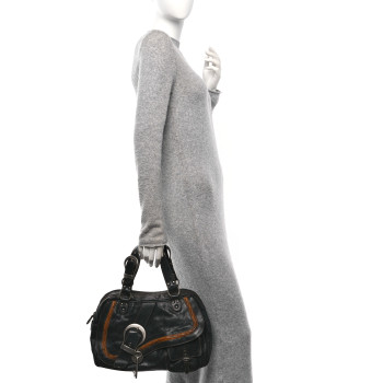 CHRISTIAN DIOR Calfskin Large Gaucho Double Saddle Bag Brown