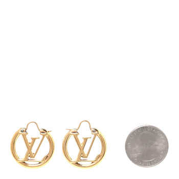 LOUIS VUITTON Metal Small Louise Hoop Earrings Gold