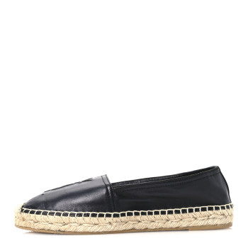 SAINT LAURENT Lambskin Monogram Espadrilles 36.5 Black