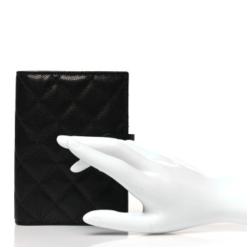 CHANEL Caviar Quilted Passport Holder Black