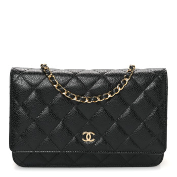CHANEL Caviar Quilted Wallet on Chain WOC Black