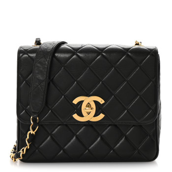 CHANEL Lambskin Quilted Medium Square Flap Bag Black