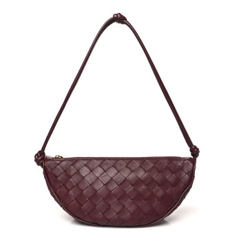 BOTTEGA VENETA Nappa Intrecciato Half Moon Pouch On Strap Barolo
