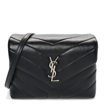 SAINT LAURENT Calfskin Y Quilted Monogram Toy Loulou Crossbody Bag Black
