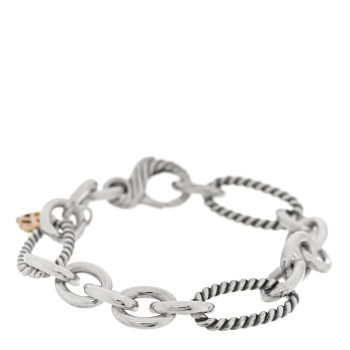 DAVID YURMAN Sterling Silver 18K Yellow Gold Elongated Link Chain Bracelet