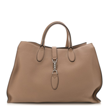 GUCCI Soft Calfskin Medium Jackie Top Handle Bag Classic Camel