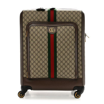 GUCCI GG Supreme Monogram Web Medium Savoy Trolley Beige Ebony
