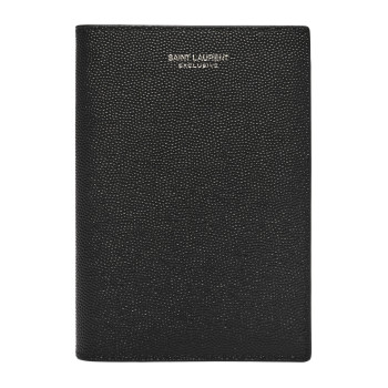 SAINT LAURENT Grain De Poudre Passport Holder Black
