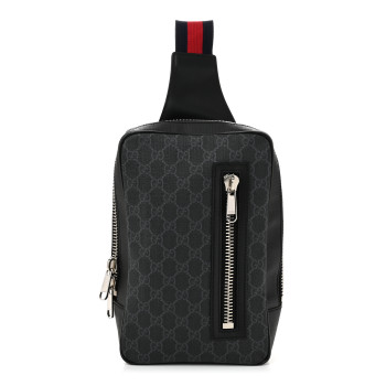GUCCI GG Supreme Monogram Web Belt Bag Black Grey