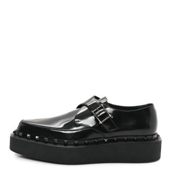 VALENTINO GARAVANI Calfskin Rockstud Mens M-Way Single Monk Loafers 42 Black