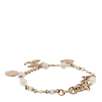 CHANEL Pearl Crystal CC Star Bracelet Gold