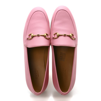 GUCCI Betis Glamour Calfskin Womens Jordaan Loafers 39.5 Butterfly Pink