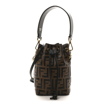 FENDI Vitello Liberty F is Fendi Bi-Color FF 1974 Embossed Mini Mon Tresor Bucket Bag Maya Black