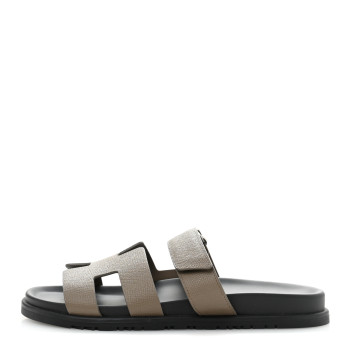 HERMES Epsom Womens Chypre Sandals 41 Etoupe