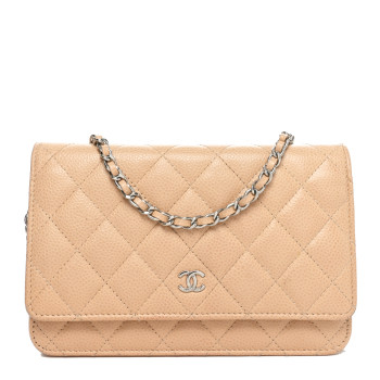 CHANEL Caviar Quilted Wallet on Chain WOC Beige
