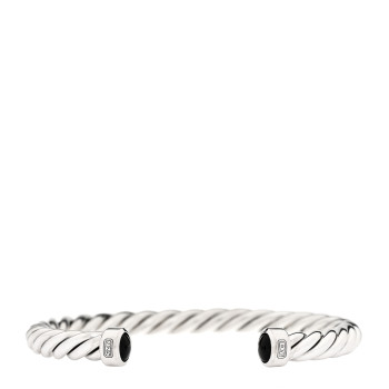 DAVID YURMAN Sterling Silver Onyx 6mm Cable Classic Cuff Bracelet