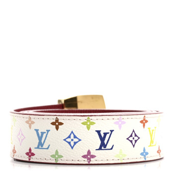 LOUIS VUITTON Monogram Multicolor LV Cut Reversible Belt 90 36 White Grenade