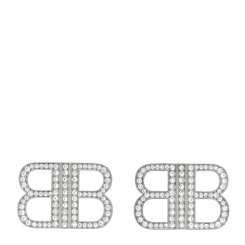 BALENCIAGA Crystal BB 2.0 Drop Earrings Silver
